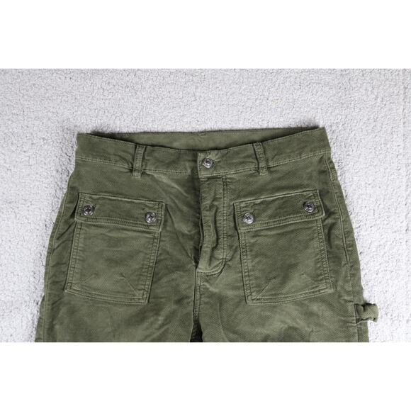 Free People Corduroy Pants 8 Green Carpenter KYO Utility Zip Up - Picture 5 of 7